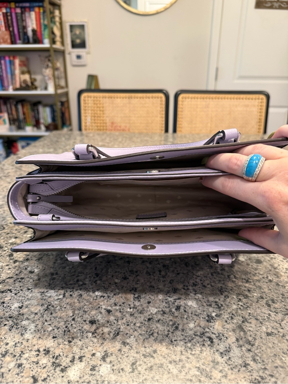 kate spade lavender saffiano satchel handbag - Picture 5 of 6